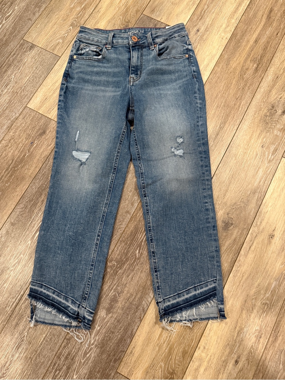 edge Washed Blue Distressed Boyfriend Jeans